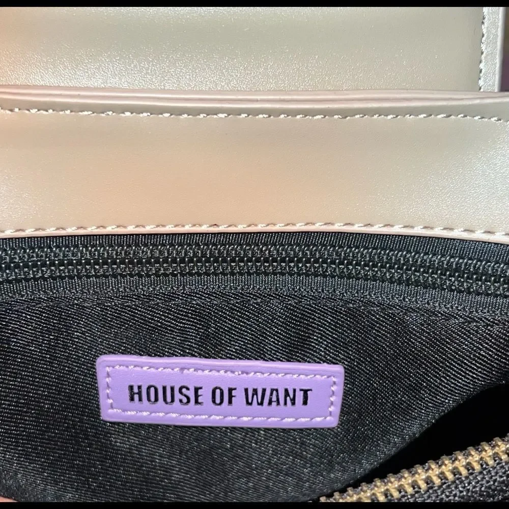 House of Want Taupe Snack Top Handle Satchel Vegan Leather NWD